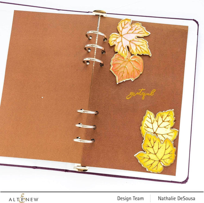 Altenew Grape Leaves Clear Stamp Set with detailed grape leaf designs for crafting and card-making projects.