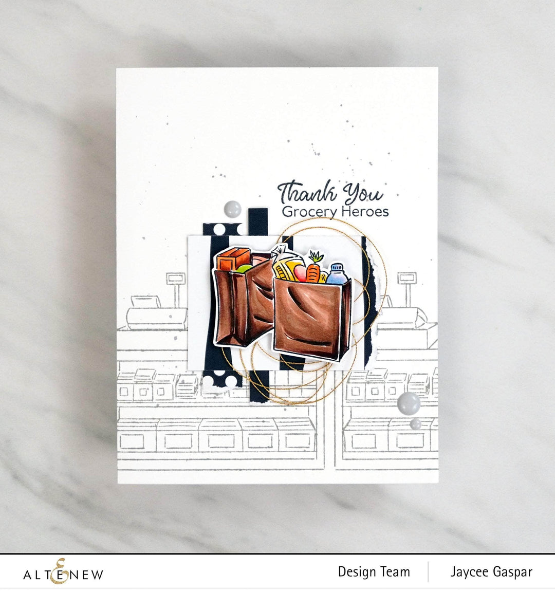 Altenew Grocery Heroes clear stamp set with colorful fruit and vegetable illustrations for crafting and card making.