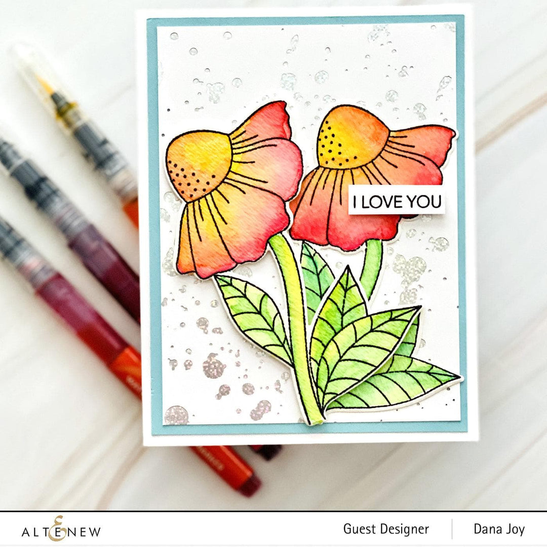 Altenew Here for You clear stamp set with supportive message designs on transparent rubber stamps.