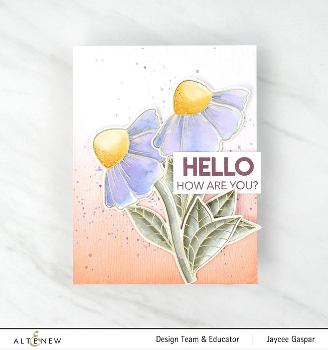 Altenew Here for You clear stamp set with heartfelt sentiments and floral designs for card making and crafts.