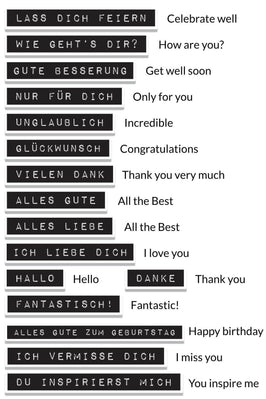 Photocentric Clear Stamps Label Love German Stamp Set