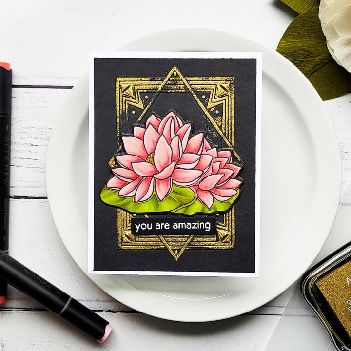 PMA Industries, Inc. Clear Stamps Lotus Frame Stamp Set