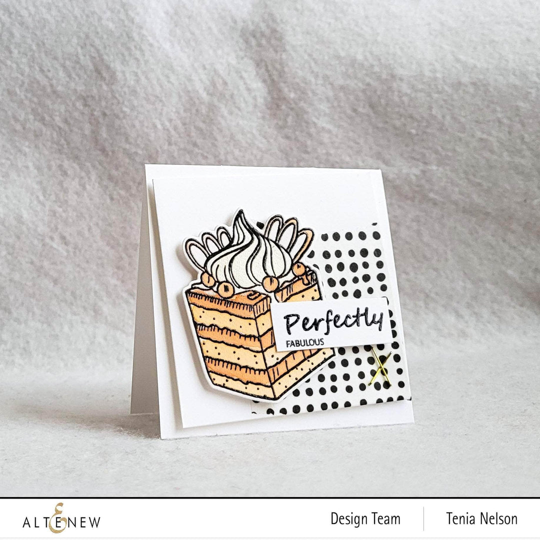 Altenew Mini Tiramisu Clear Stamp Set featuring detailed coffee and dessert-themed images for crafting.