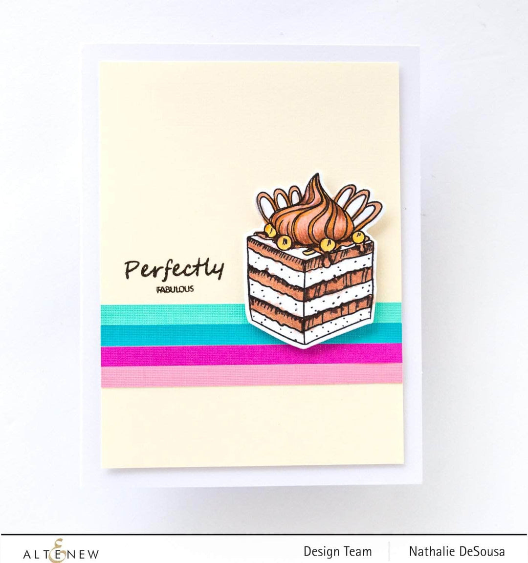 Altenew Mini Tiramisu Clear Stamp Set featuring detailed stamps of tiramisu desserts and related designs for crafting.