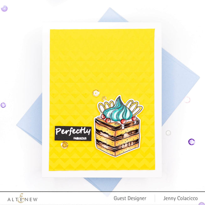 Altenew Mini Tiramisu Clear Stamp Set featuring cute, detailed tiramisu dessert illustrations for crafting projects.