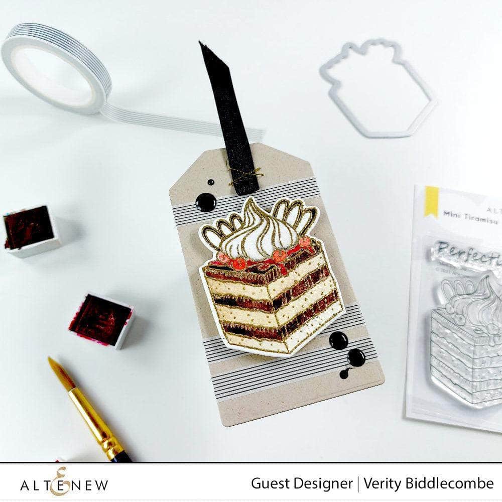 Altenew Mini Tiramisu Clear Stamp Set featuring adorable tiramisu dessert illustrations for crafting and card making.