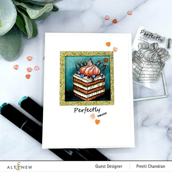 Altenew Mini Tiramisu Clear Stamp Set featuring detailed stamps for baking and dessert-themed craft projects.