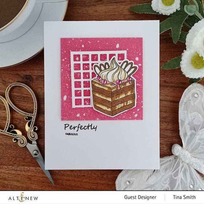 Altenew Mini Tiramisu Clear Stamp Set featuring mini coffee-themed stamps with intricate designs for crafting projects.