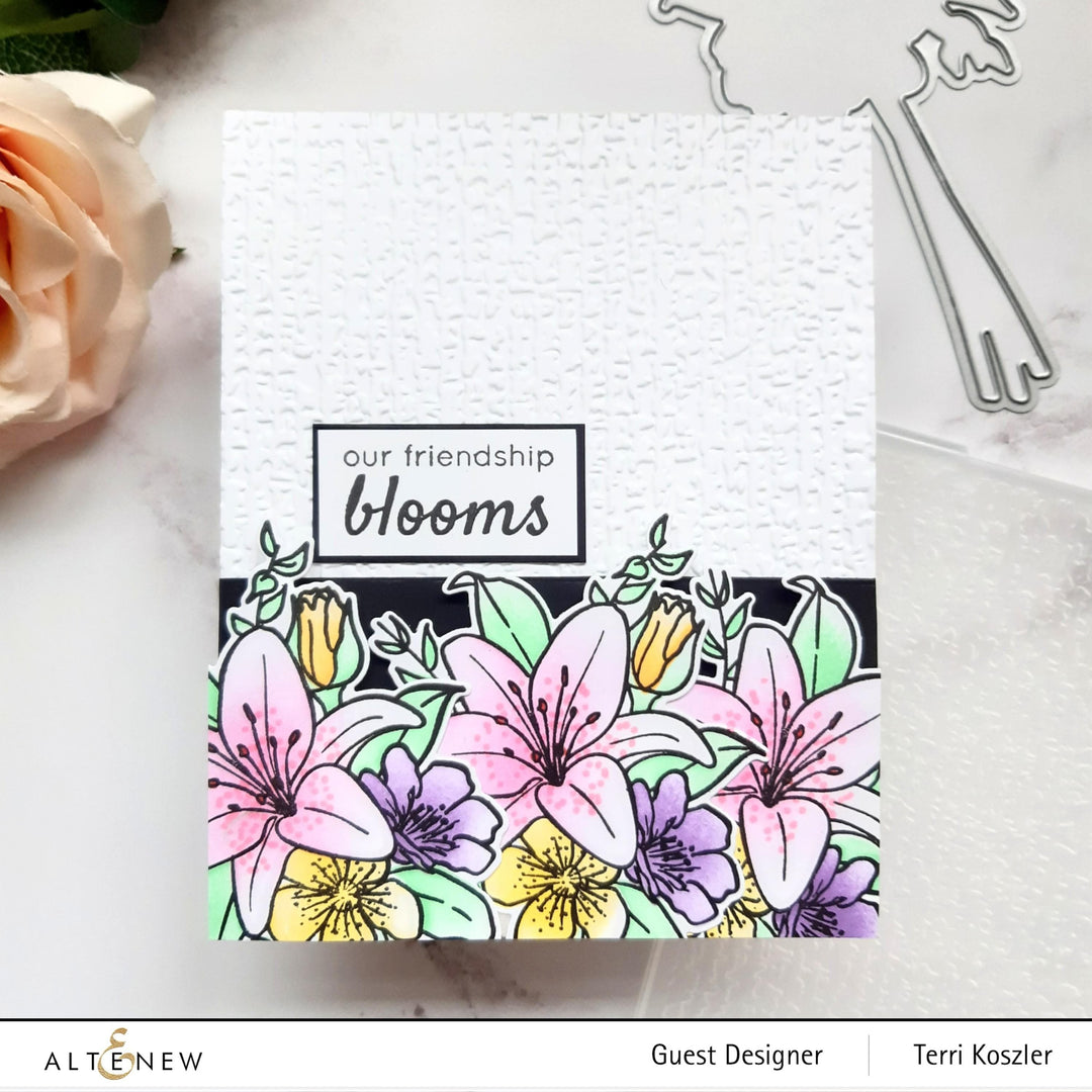 Altenew Friendship Blooms clear stamp set featuring floral and friendship-themed designs for crafting and card-making projects.