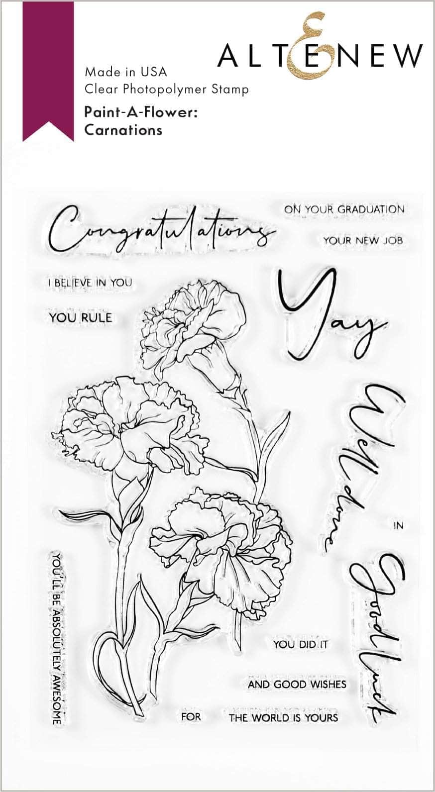Photocentric Clear Stamps Paint-A-Flower: Carnations Outline Stamp Set