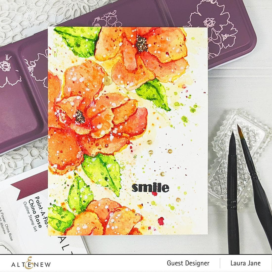 Photocentric Clear Stamps Paint-A-Flower: China Rose Outline Stamp Set