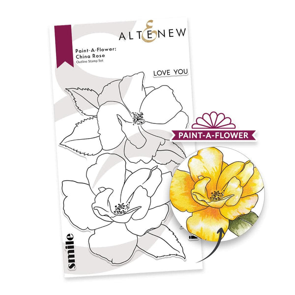 Photocentric Clear Stamps Paint-A-Flower: China Rose Outline Stamp Set