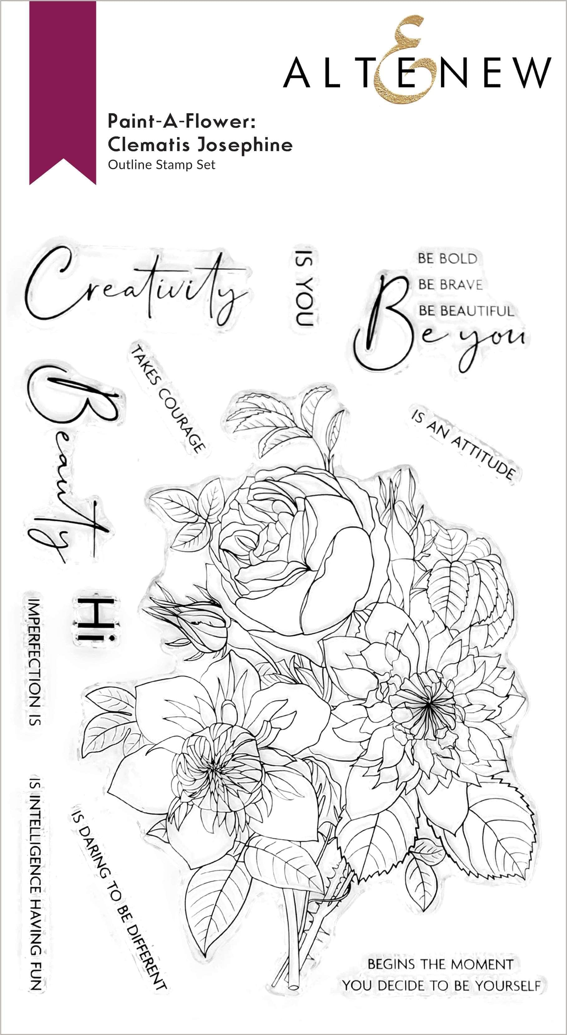 Paint-A-Flower: Clematis Josephine Outline Stamp Set | Altenew