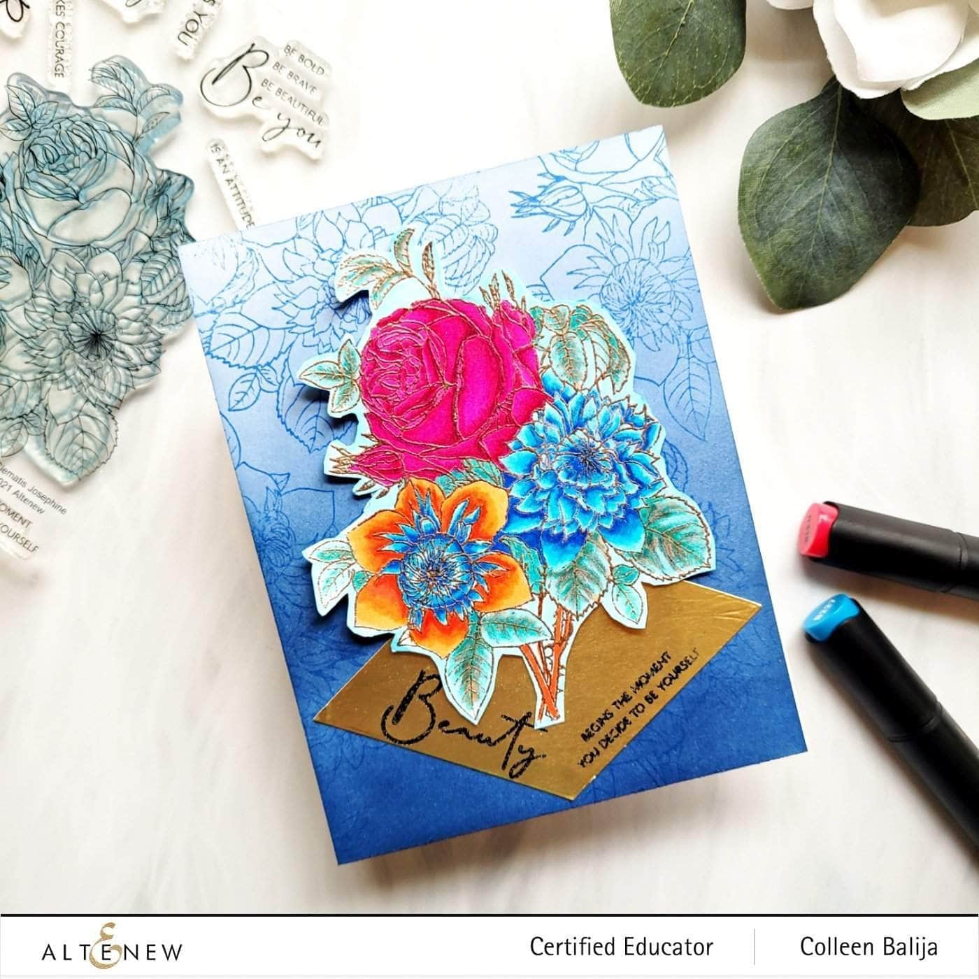 Paint-A-Flower: Clematis Josephine Outline Stamp Set | Altenew