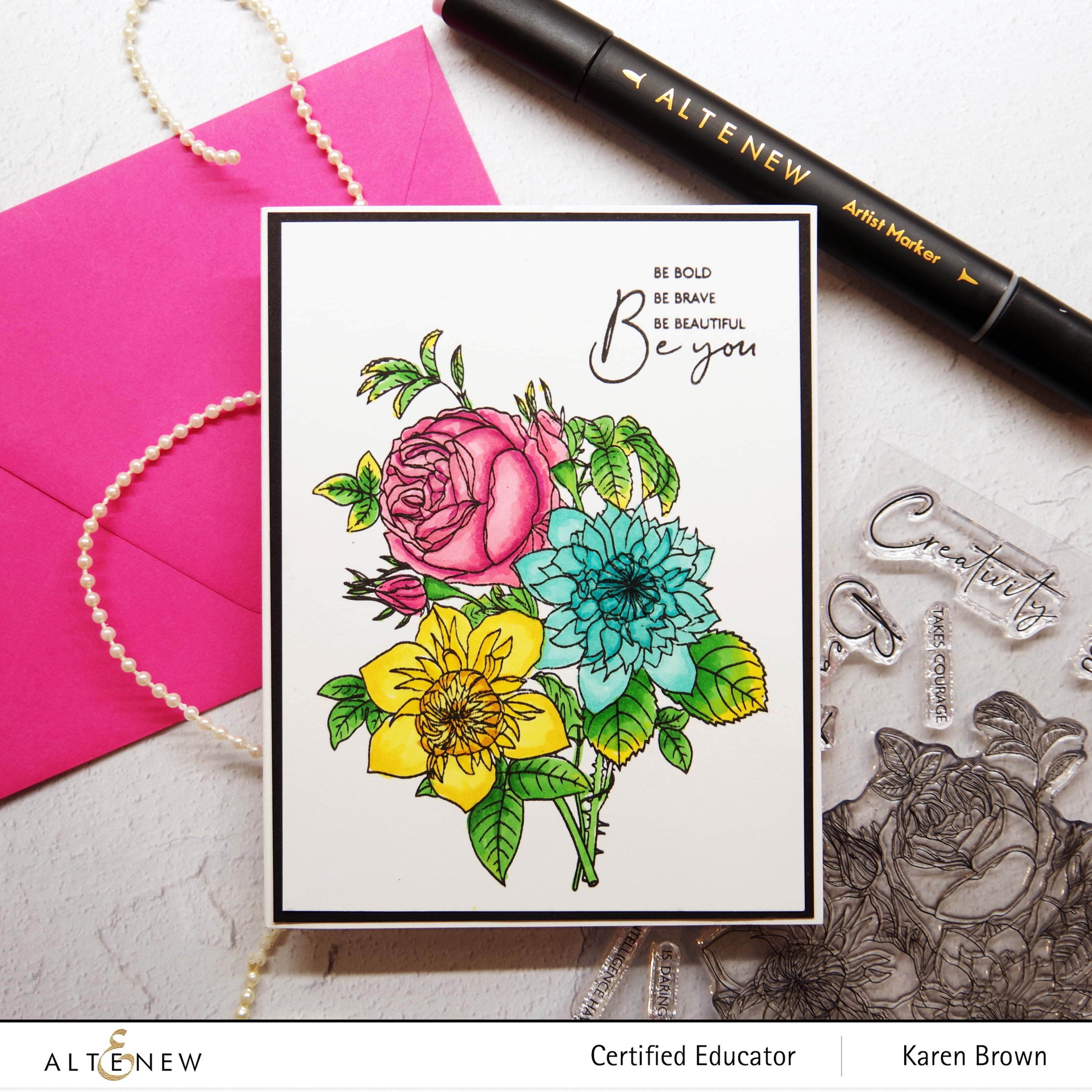 Paint-A-Flower: Clematis Josephine Outline Stamp Set | Altenew