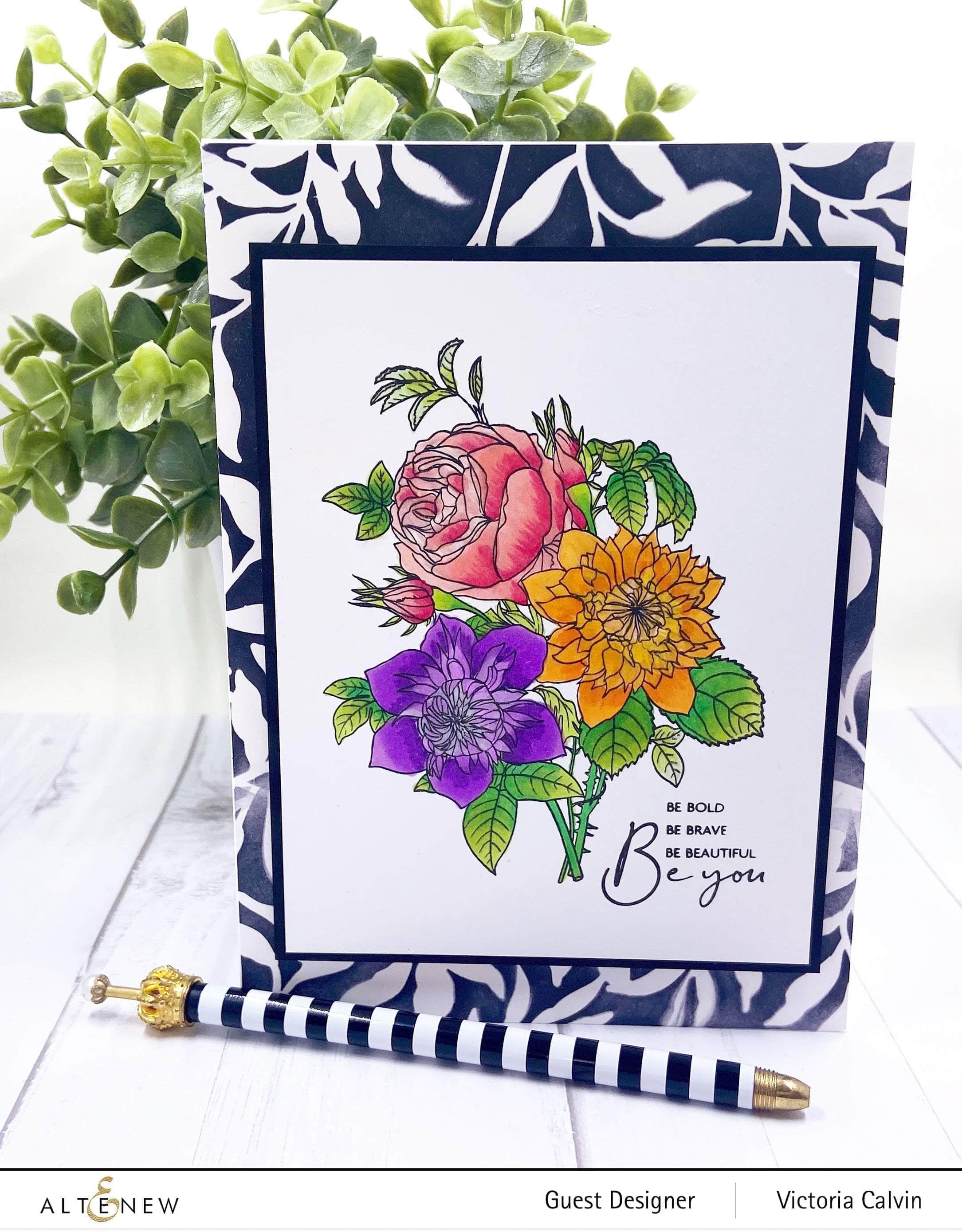 Paint-A-Flower: Clematis Josephine Outline Stamp Set | Altenew