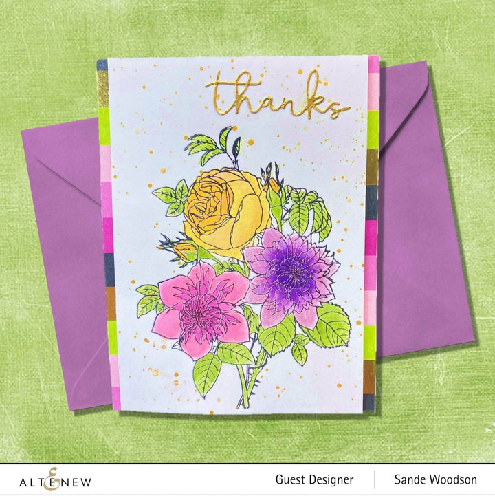 Photocentric Clear Stamps Paint-A-Flower: Clematis Josephine Outline Stamp Set