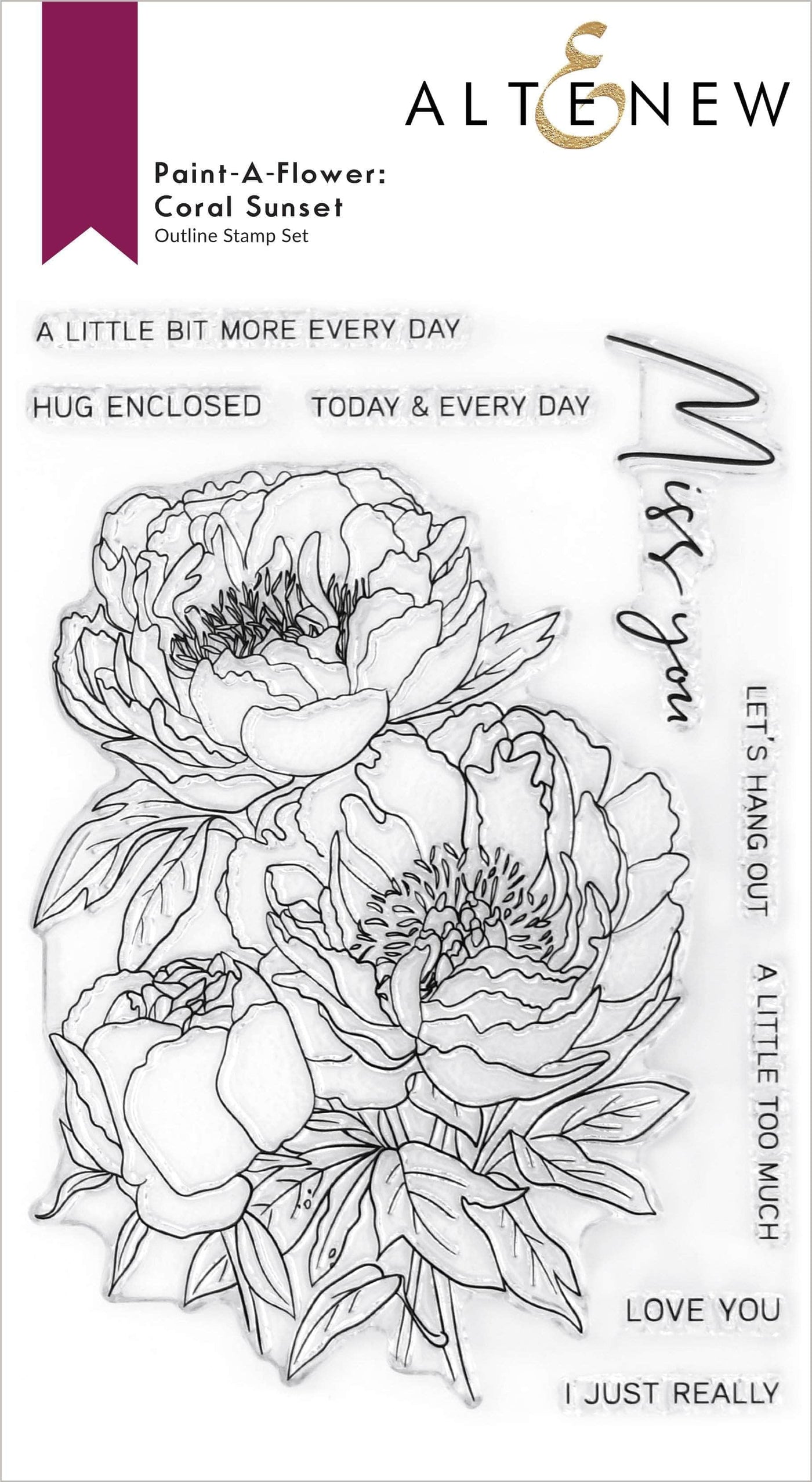 Photocentric Clear Stamps Paint-A-Flower: Coral Sunset Outline Stamp Set