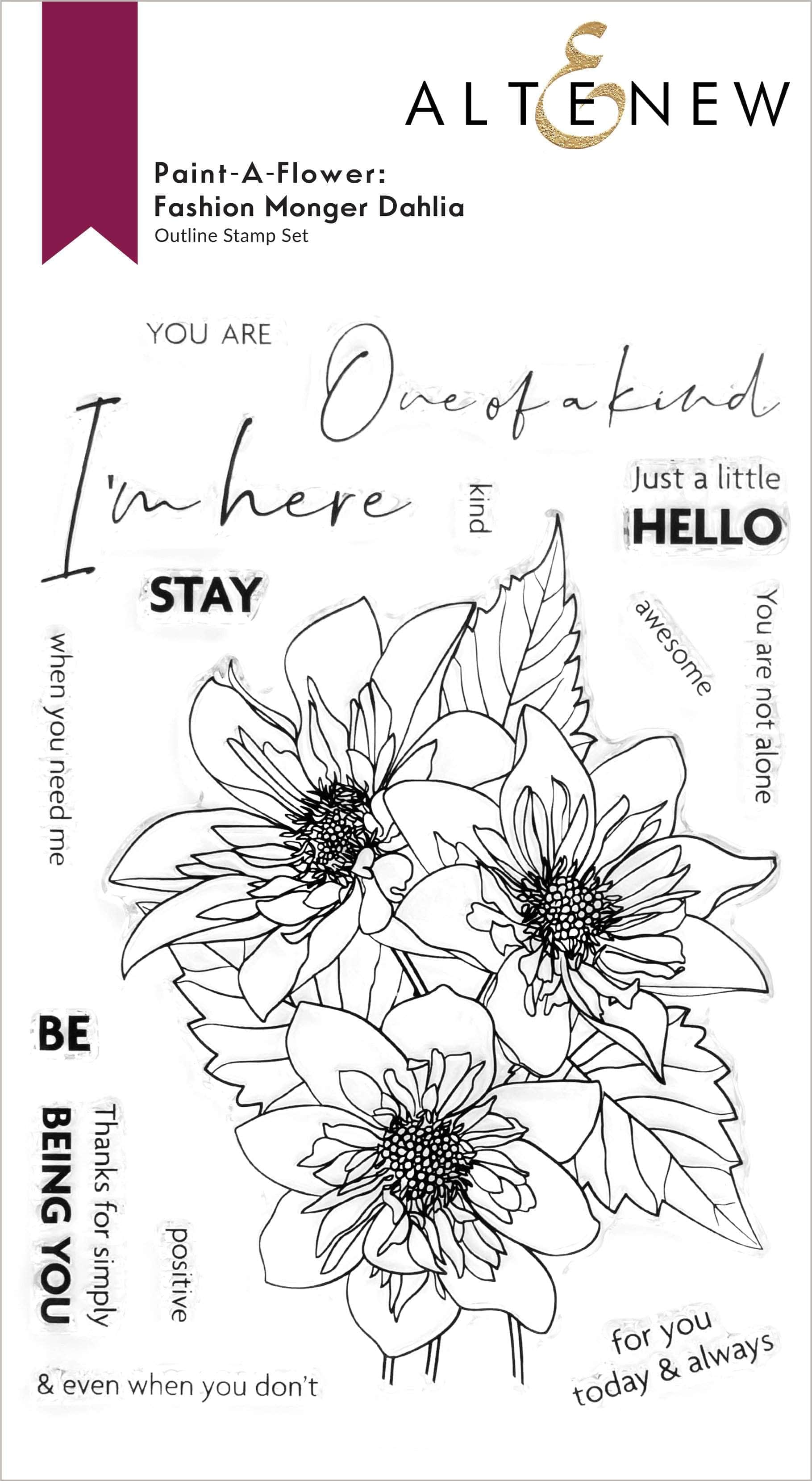 Paint-A-Flower: Fashion Monger Dahlia Outline Stamp Set | Altenew