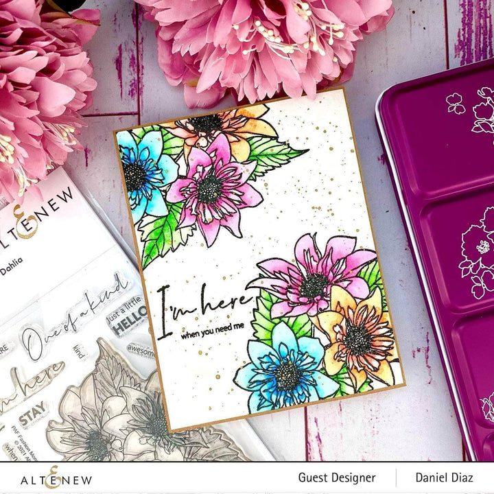Photocentric Clear Stamps Paint-A-Flower: Fashion Monger Dahlia Outline Stamp Set