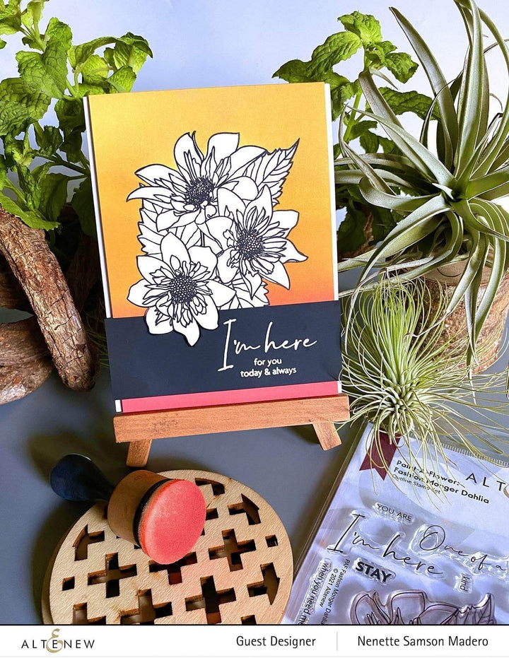 Photocentric Clear Stamps Paint-A-Flower: Fashion Monger Dahlia Outline Stamp Set