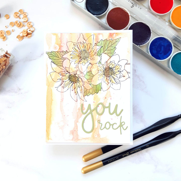 Photocentric Clear Stamps Paint-A-Flower: Fashion Monger Dahlia Outline Stamp Set