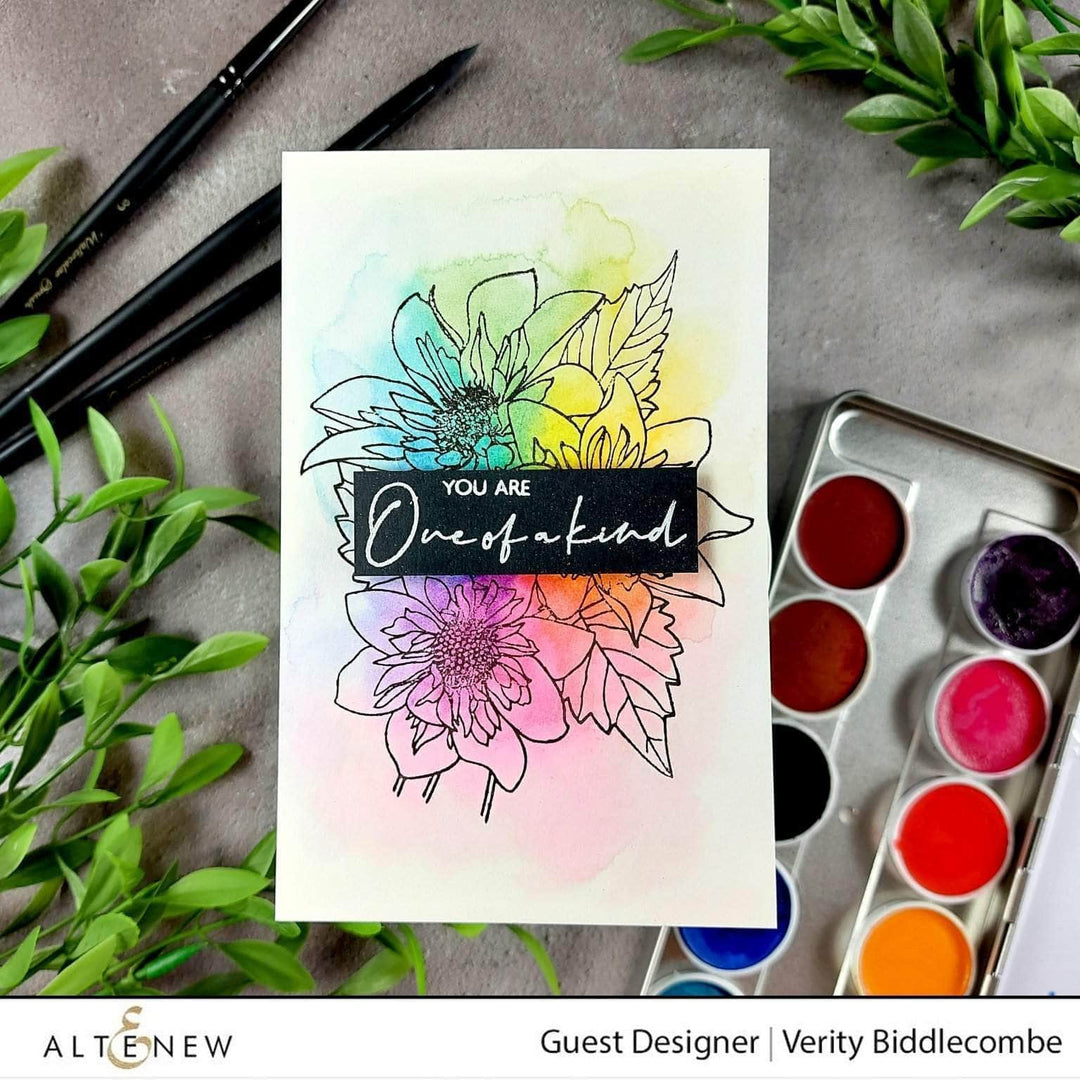 Photocentric Clear Stamps Paint-A-Flower: Fashion Monger Dahlia Outline Stamp Set