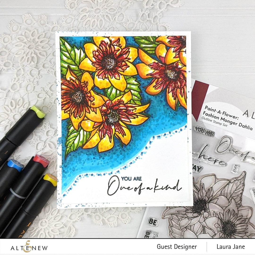 Photocentric Clear Stamps Paint-A-Flower: Fashion Monger Dahlia Outline Stamp Set