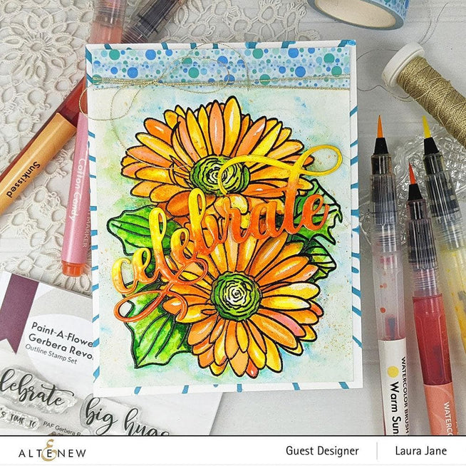 Photocentric Clear Stamps Paint-A-Flower: Gerbera Revolution Outline Stamp Set