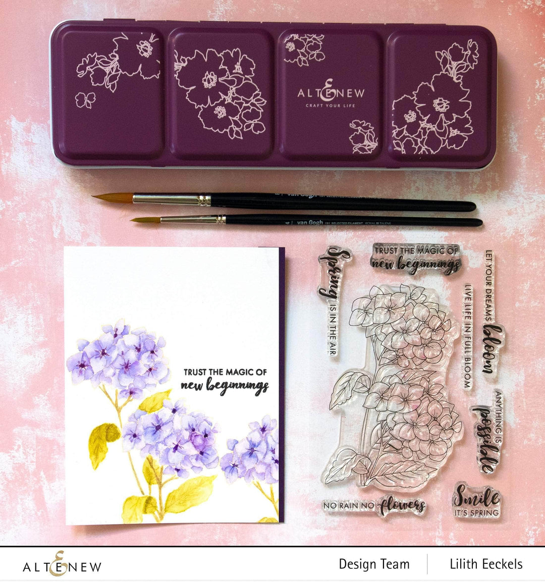 Photocentric Clear Stamps Paint-A-Flower: Hydrangea Outline Stamp Set