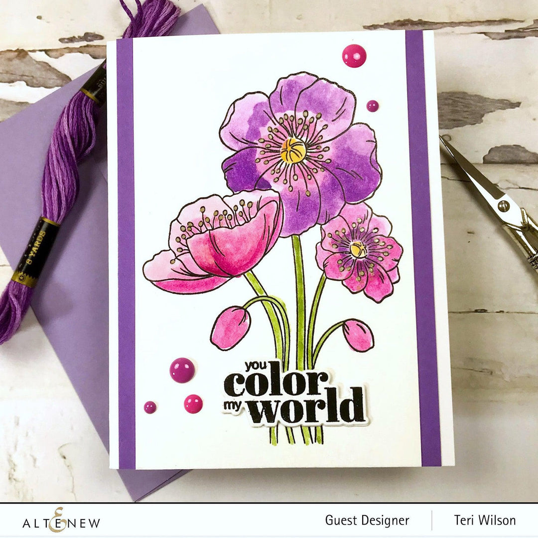 PMA Industries, Inc. Clear Stamps Paint-A-Flower: Iceland Poppies Outline Stamp Set