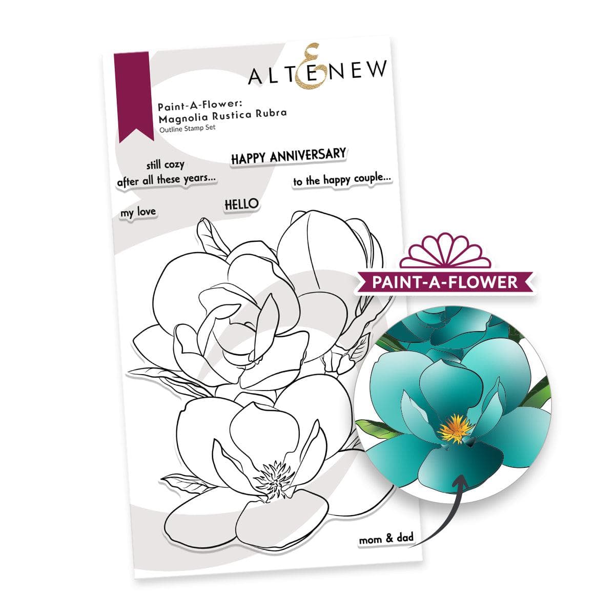 Photocentric Clear Stamps Paint-A-Flower: Magnolia Rustica Rubra Outline Stamp Set