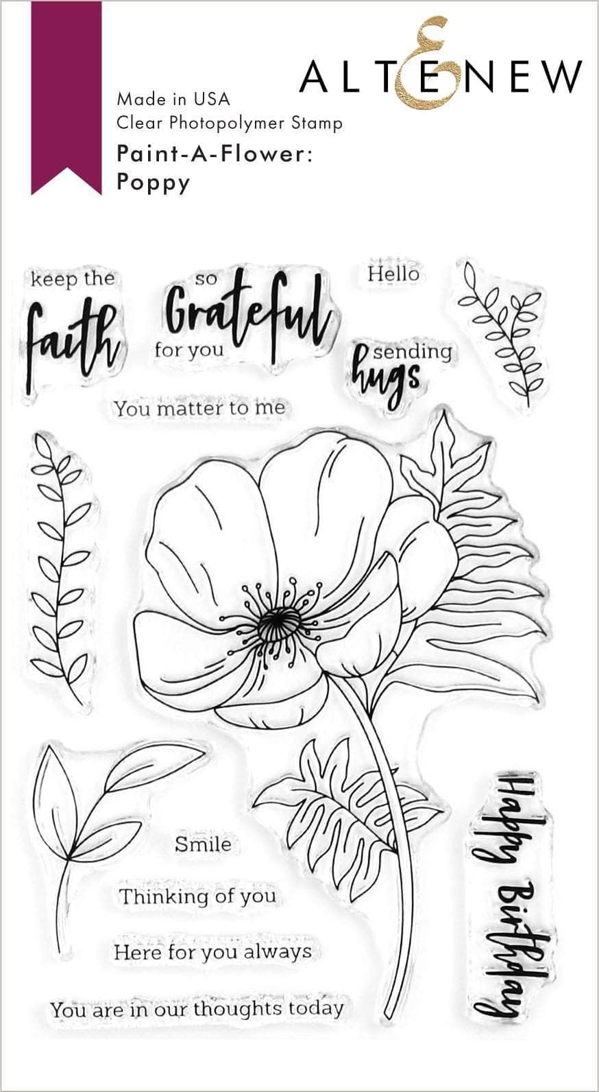 Photocentric Clear Stamps Paint-A-Flower: Poppy Outline Stamp Set