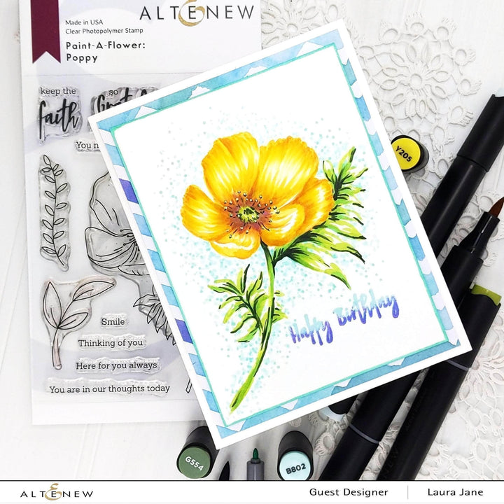 Photocentric Clear Stamps Paint-A-Flower: Poppy Outline Stamp Set