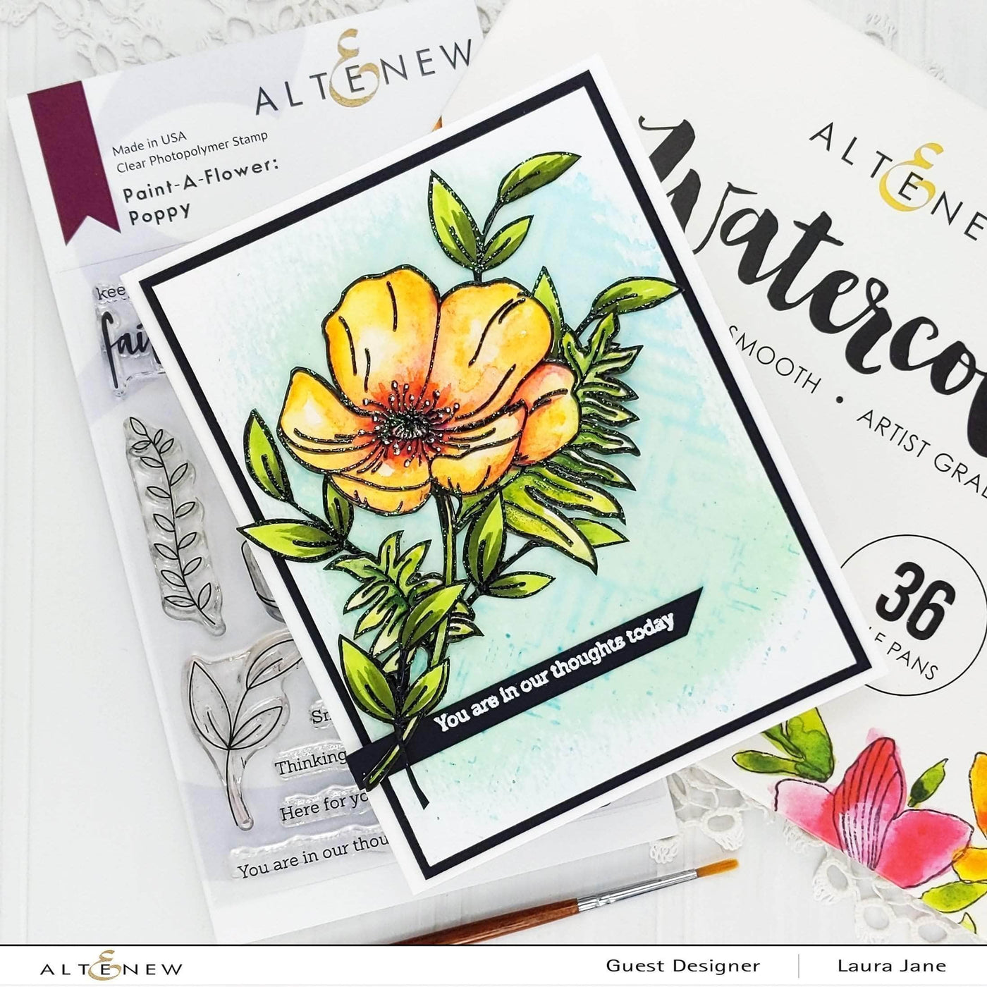Photocentric Clear Stamps Paint-A-Flower: Poppy Outline Stamp Set
