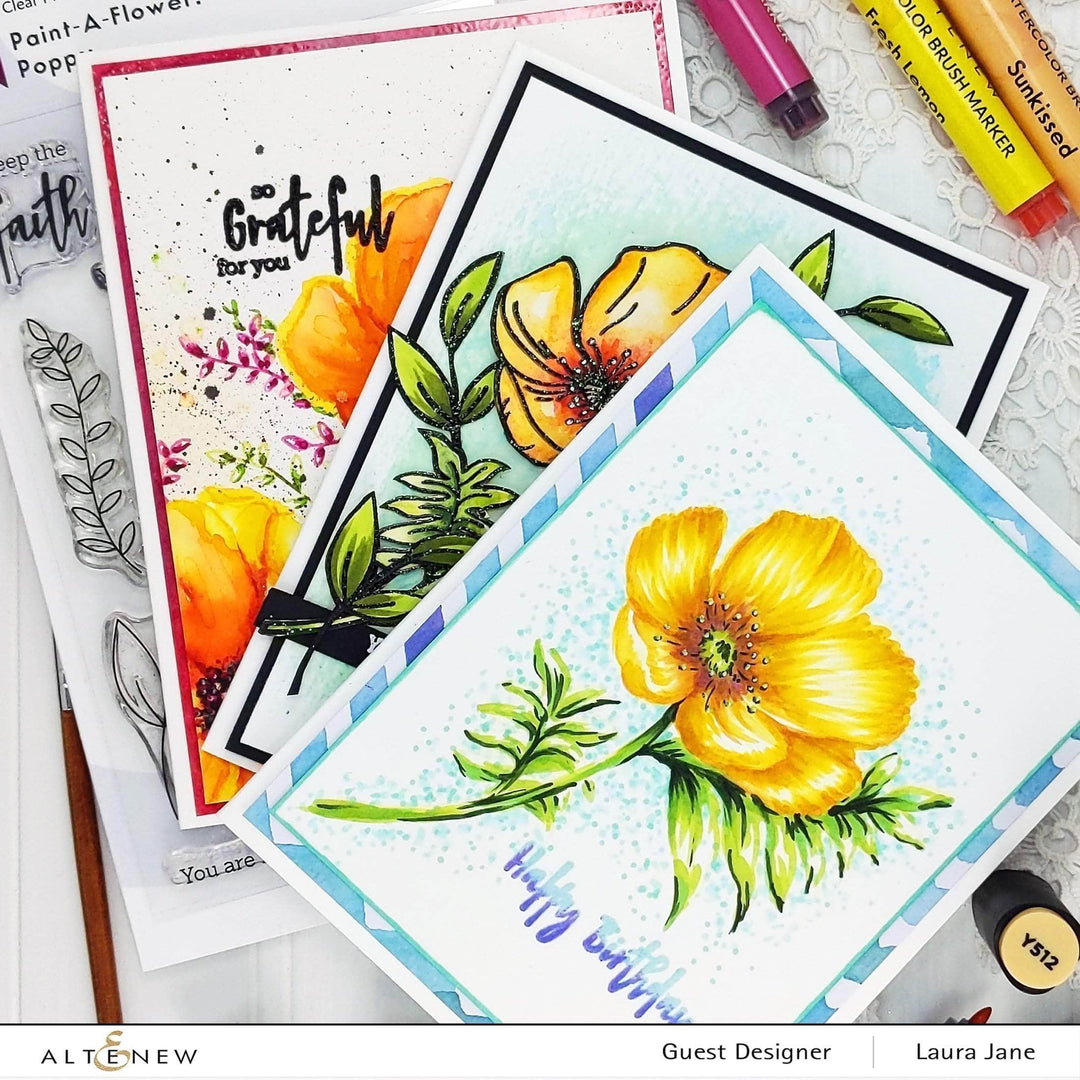 Photocentric Clear Stamps Paint-A-Flower: Poppy Outline Stamp Set