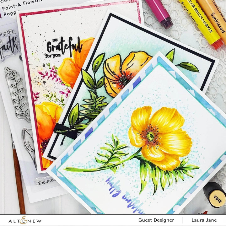 Photocentric Clear Stamps Paint-A-Flower: Poppy Outline Stamp Set