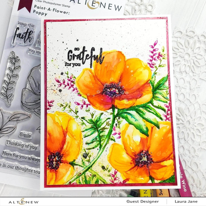 Photocentric Clear Stamps Paint-A-Flower: Poppy Outline Stamp Set