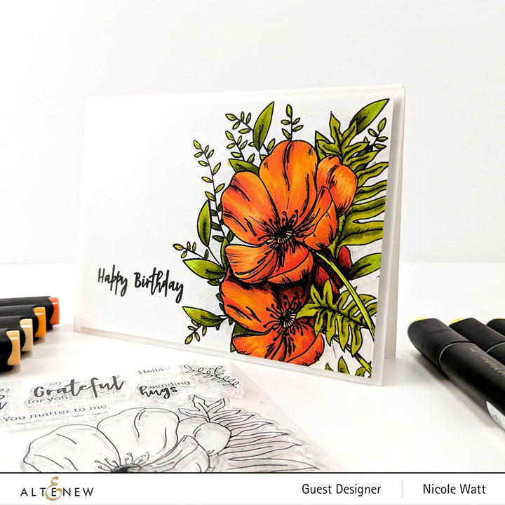Photocentric Clear Stamps Paint-A-Flower: Poppy Outline Stamp Set
