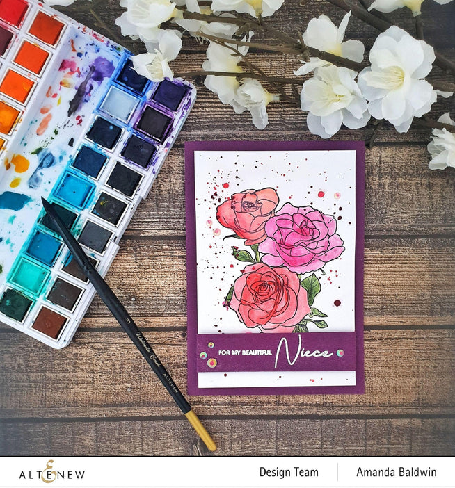 Photocentric Clear Stamps Paint-A-Flower: Rosa Floribunda Outline Stamp Set