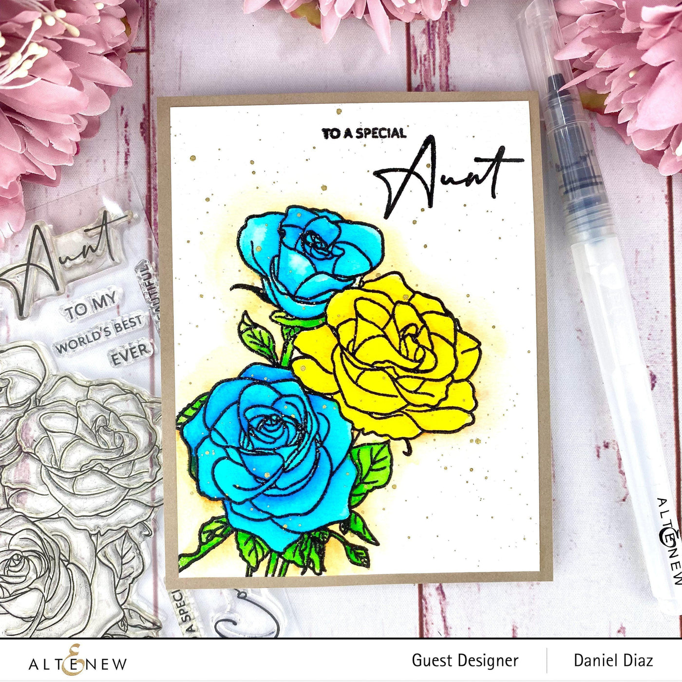 Photocentric Clear Stamps Paint-A-Flower: Rosa Floribunda Outline Stamp Set