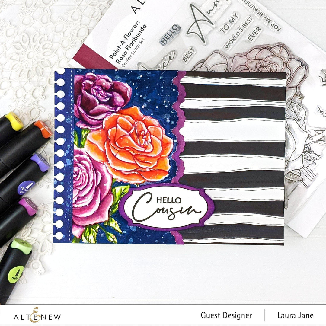 Photocentric Clear Stamps Paint-A-Flower: Rosa Floribunda Outline Stamp Set