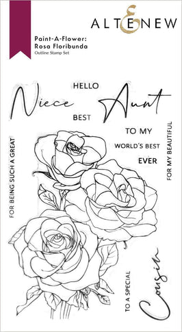 Photocentric Clear Stamps Paint-A-Flower: Rosa Floribunda Outline Stamp Set