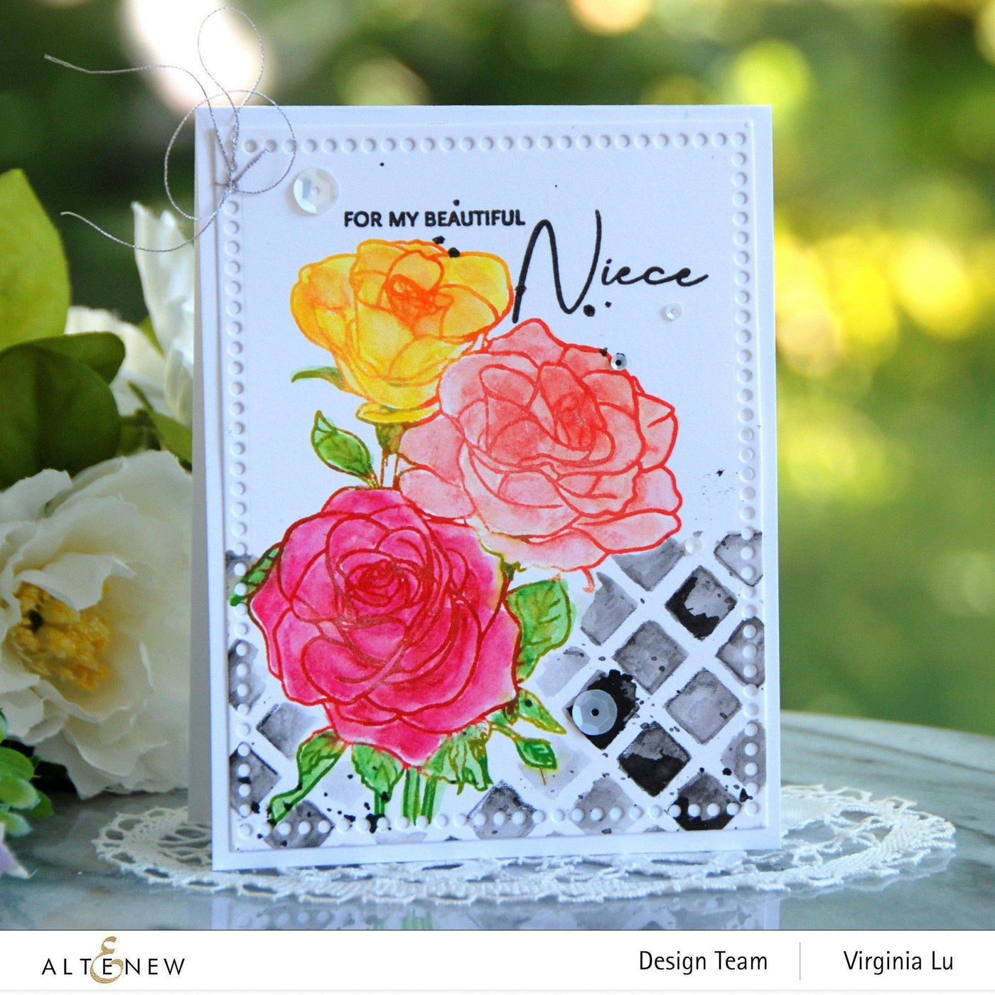 Photocentric Clear Stamps Paint-A-Flower: Rosa Floribunda Outline Stamp Set