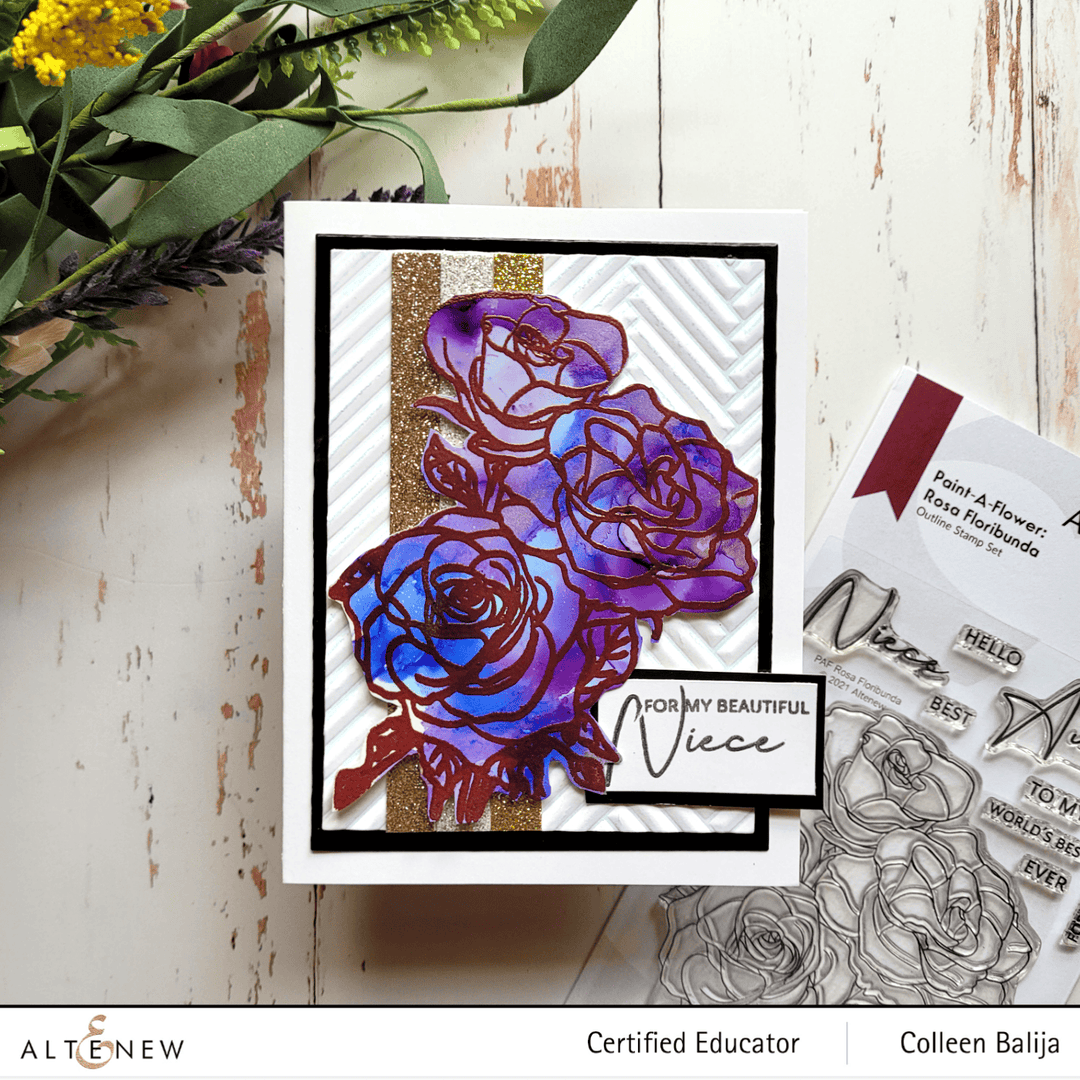 Photocentric Clear Stamps Paint-A-Flower: Rosa Floribunda Outline Stamp Set