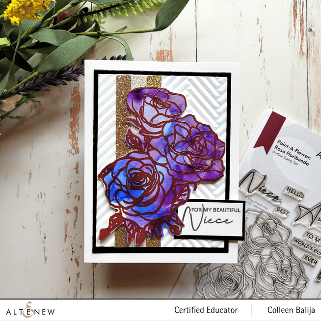 Photocentric Clear Stamps Paint-A-Flower: Rosa Floribunda Outline Stamp Set