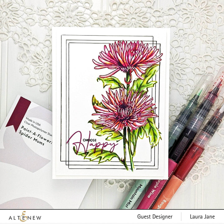 Photocentric Clear Stamps Paint-A-Flower: Spider Mums Outline Stamp Set