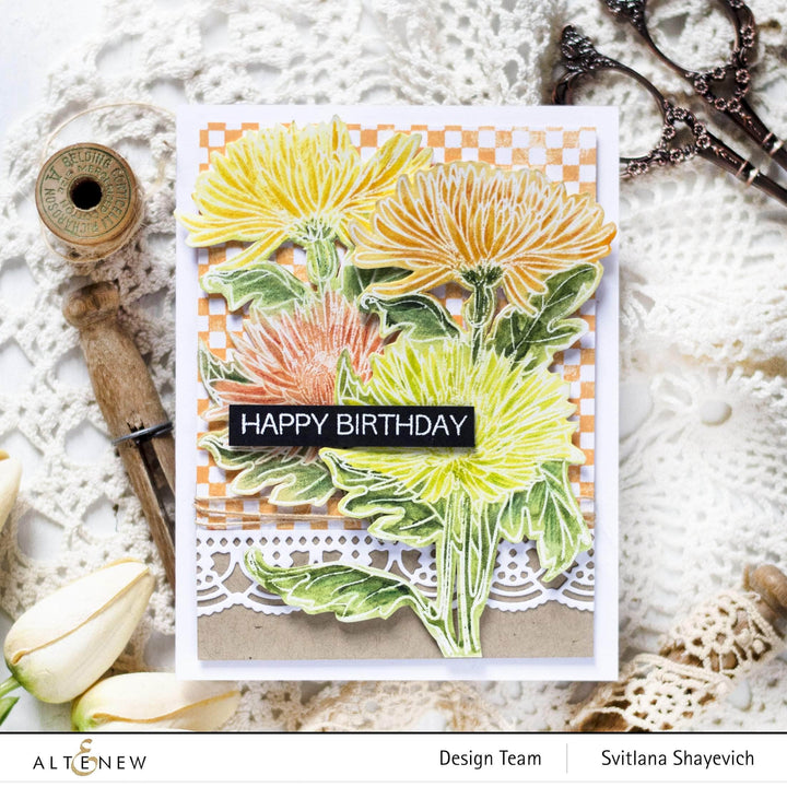 Photocentric Clear Stamps Paint-A-Flower: Spider Mums Outline Stamp Set