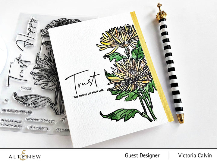 Photocentric Clear Stamps Paint-A-Flower: Spider Mums Outline Stamp Set