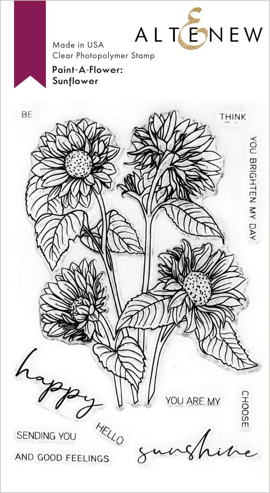Photocentric Clear Stamps Paint-A-Flower: Sunflower Outline Stamp Set